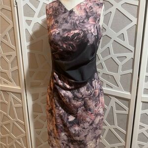 DKNY Blackish grey and Purple Floral Dress